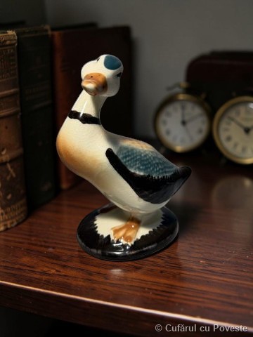 Figurină rățoi Mallard ceramică smălțuită vintage Germania 1950-1970