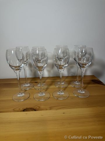 Set 8 pahare cristal Rosenthal Germania vintage, picior înalt