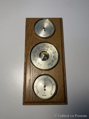 Statie meteo analogica, barometru , Termometru si umiditate, Lemn,